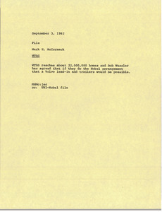 Memorandum from Mark H. McCormack to W. T. B. S. file