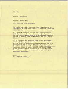 Memorandum from Rita M. Shackleton to Mark H. McCormack