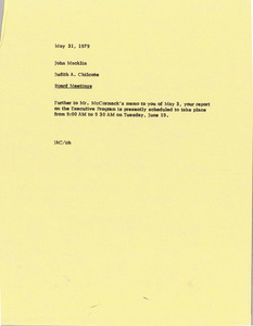 Memorandum from Judy A. Chilcote to John L. Macklin