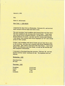 Memorandum from Mark H. McCormack to travel file