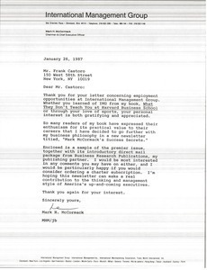 Letter from Mark H. McCormack to Frank Castoro