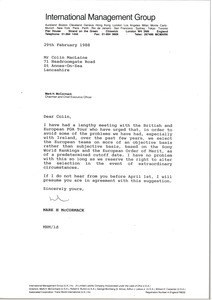 Letter from Mark H. McCormack to Colin MacLaine