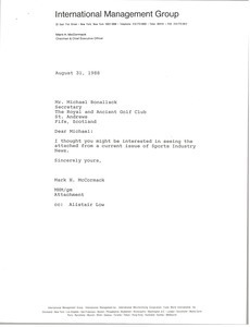 Letter from Mark H. McCormack to Michael Bonallack