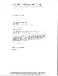 Letter from Mark H. McCormack to Michael Bonallack