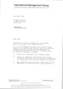 Letter from Mark H. McCormack to Bennett E. Bidwell