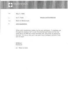 Memorandum from Mark H. McCormack to Ian T. Todd