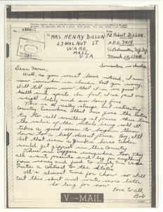 Letter from Robert E. Dillon to Mary Dillon