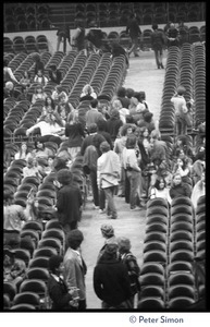 People taking seats at the Boston Garden to see Bob Dylan with The Band