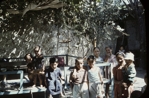 Group of children near a platform