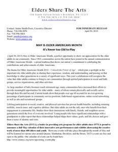 Press Releases: May is older Americans month