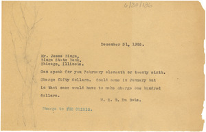 Telegram from W. E. B. Du Bois to Binga State Bank