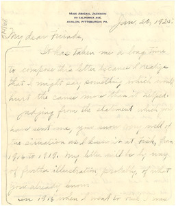 Letter from Abigail Jackson to W. E. B. Du Bois