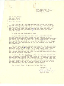 Letter from Hugh De Lacy to W. E. B. Du Bois