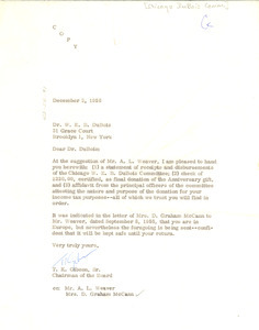 Letter from Chicago Du Bois Committee to W. E. B. Du Bois