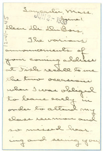 Letter from Katharine M. Marvin to W. E. B. Du Bois