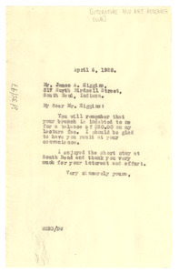 Letter from W. E. B. Du Bois to The Literature and Art Research Club