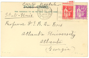 Postcard from L. Homburger to W. E. B. Du Bois
