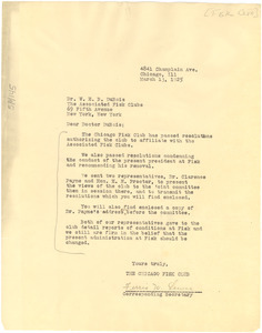 Letter from Fisk Club of Chicago to W. E. B. Du Bois