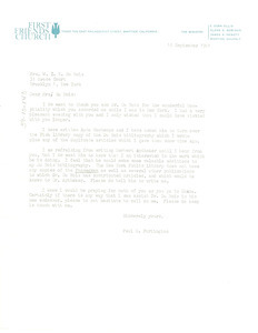 Letter from Paul Partington to Mrs. W. E. B. Du Bois