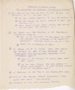 Prevention of mental illness; the volunteer in psychiatric settings as a therapist