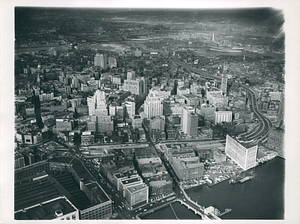 Aerial view of Boston showing West End