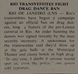 Rio Transvestites Fight Drag Dance Ban