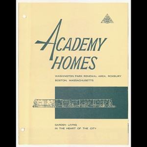 Academy Homes brochure, Washington Park Renewal Area, Roxbury, Boston, Massachusetts
