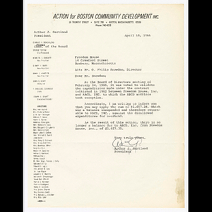 Letter from Arthur Gartland to Otto Snowden about validation of expenditures