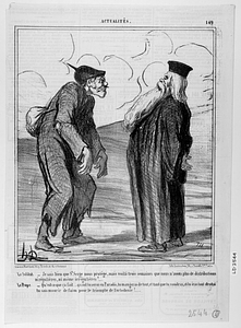 Le soldat. - Je sais bien que St. Serge nous protège, mais voilà trois semaines que nous n'avons plus de distributions ni régulières, ni mêmes irrégulières!.... Le Pope - Qu'est-ce que ça fait... quand tu seras en Paradis, tu mangeras de tout, et tant que tu voudras, et tu iras tout droit si tu sais mourir de faim pour le triomphe de l'orthodoxie!....