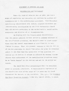Report on a bill to amend the Federal Aviation Act of 1958: Introduction and Background