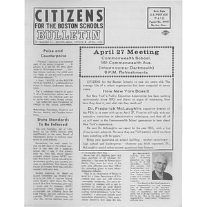 Citizens for the Boston schools bulletin April, 1966.