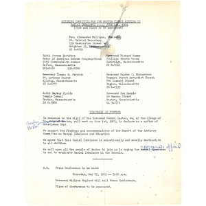 Steering Committee for the Boston clergy meeting on racial imbalance - June 1, 1965.