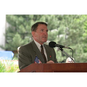 Retired General Richard Neal speaks at the Veterans Memorial groundbreaking ceremony