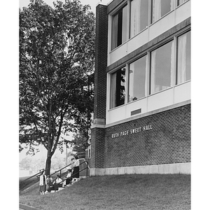 Boston-Bouvé students on the steps of Ruth Page Sweet Hall on the Tufts University Campus