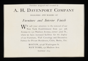 Clipping - A. H. Davenport Company advertisement
