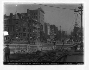 Constructing sec.4 at corner of Dartmouth and Boylston Sts. looking easterly