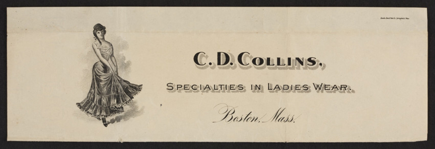 Letterhead for C.D. Collins, specialties in ladies wear, Boston, Mass., undated