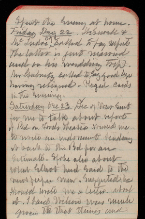 Thomas Lincoln Casey Notebook, November 1893-February 1894, 33, Spent the evening at home