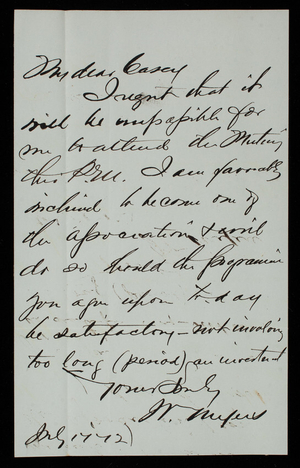 [William] Myers to Thomas Lincoln Casey, July 17, 1872 (1)