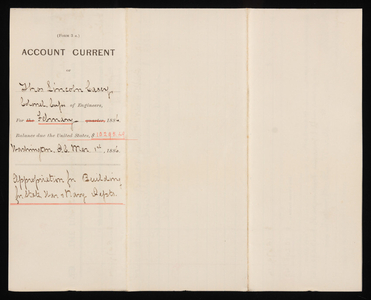 Accounts Current of Thos. Lincoln Casey - Febuary 1886, March 1, 1886