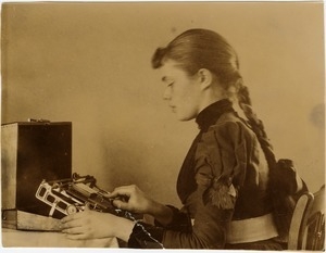 Abby Francis Blanchard operating a card punching machine