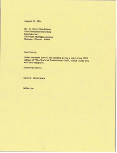 Letter from Mark H. McCormack to H. Harry Henderson