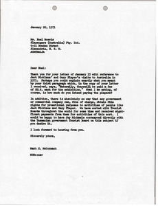 Letter from Mark H. McCormack to Noel Morris