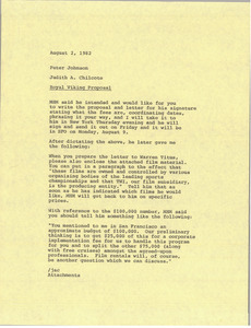 Memorandum from Judith A. Chilcote to Peter Johnson