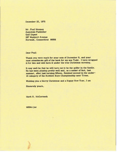 Letter from Mark H. McCormack to Paul Menneg