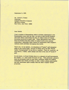 Letter from Mark H. McCormack to David R. Foster