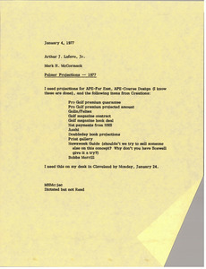 Memorandum from Mark H. McCormack to Arthur J. Lafave