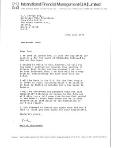 Letter from Mark H. McCormack to D. J. Keough