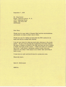 Letter from Mark H. McCormack to Alan Baxter