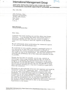 Letter from Mark H. McCormack to John Eastman